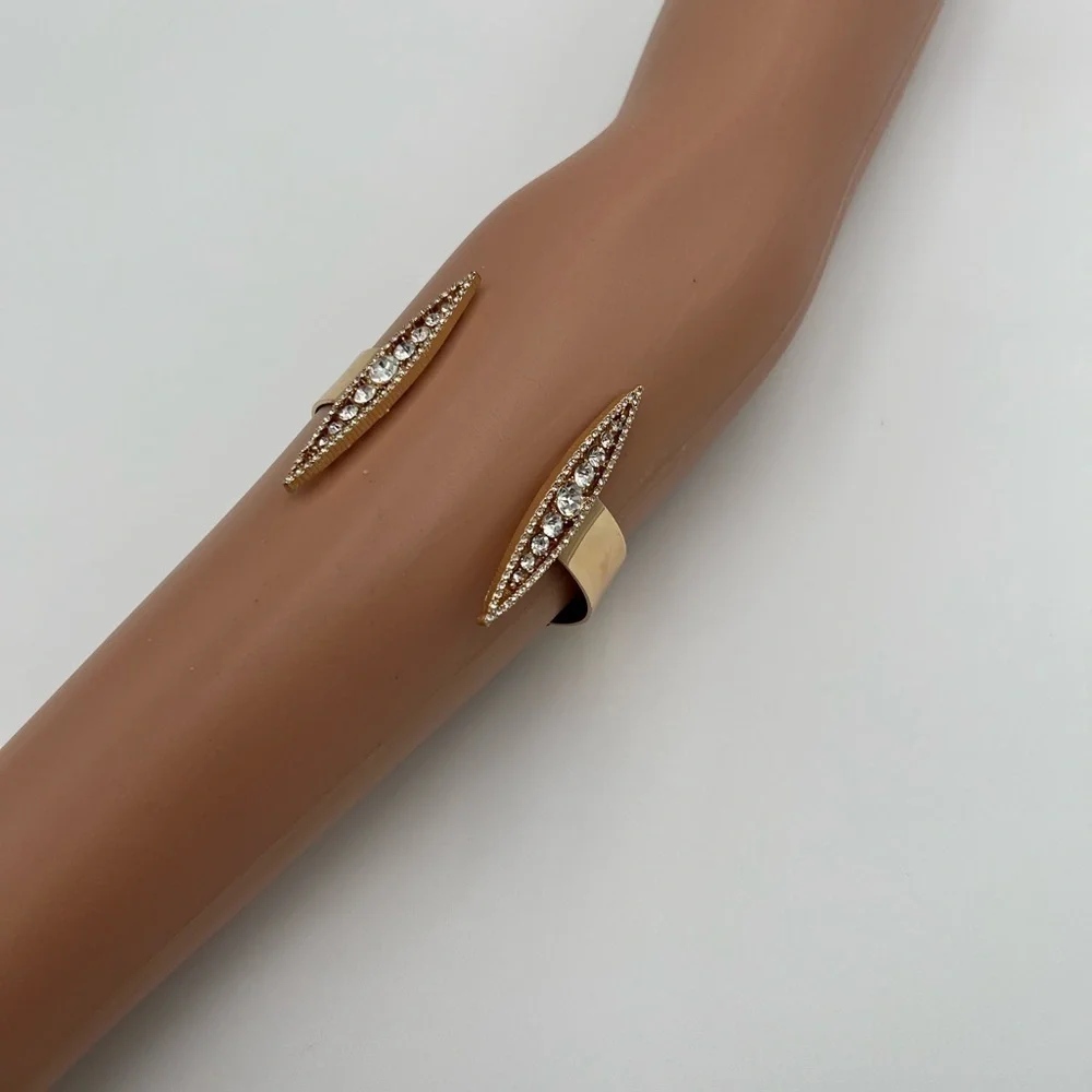Gennaro Open Cuff Bracelet Gold Tone with Rhinestone
